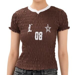 Lioness Scrunched Ruched Letter Print Top